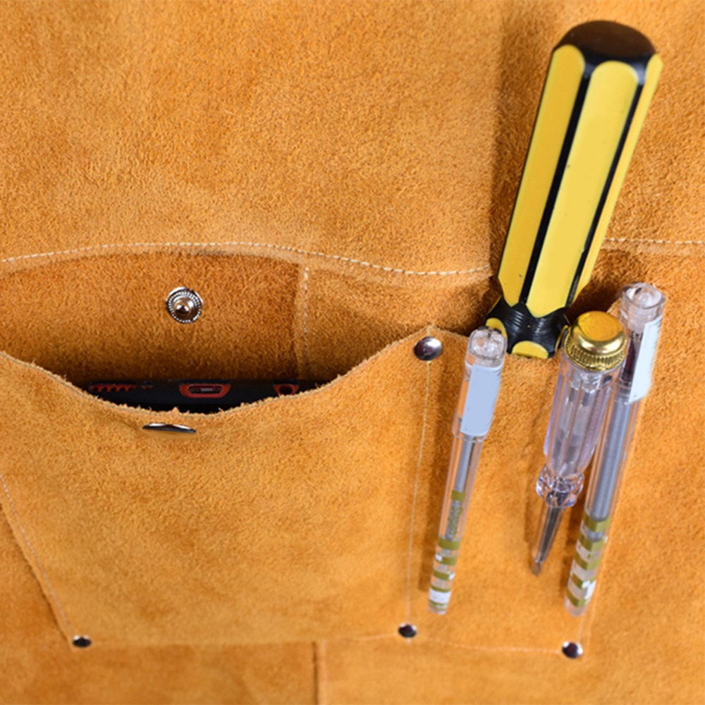 Woodworking Apron - Pomarańczowy gruby fartuch spawalniczy ze skóry