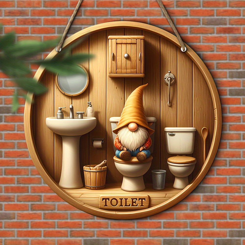 Woodworking Logo - Logo toalety Country Gnom, drewniany okrągły